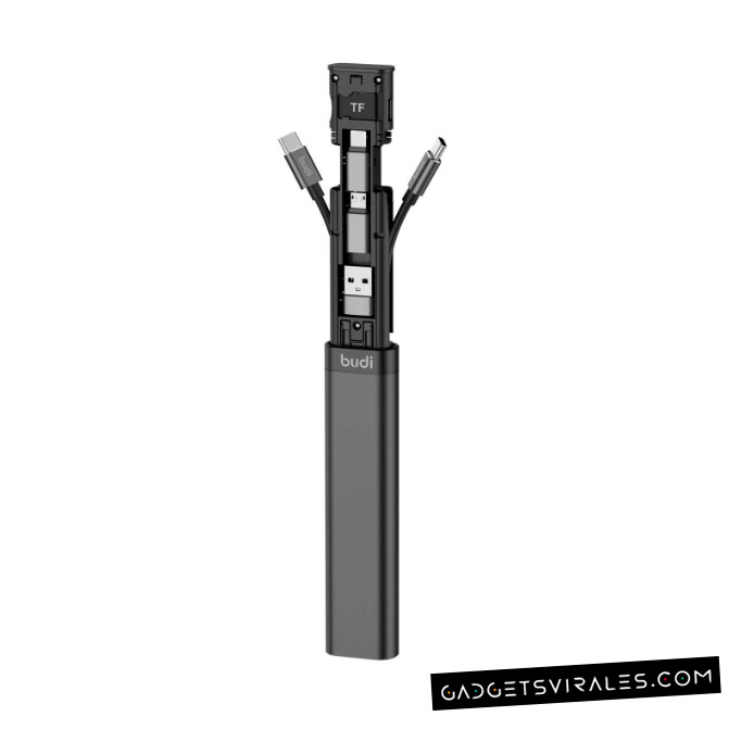 Cable de datos BUDI multifuncional 9 en 1 con lector de tarjetas. Gadget Informático | gadgetsvirales.com