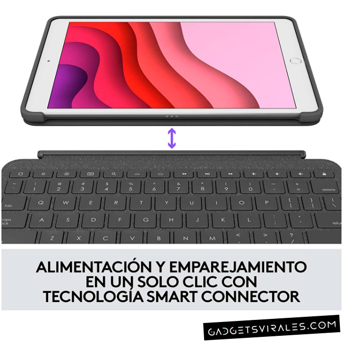 Tecnología smart connector en la Funda Logitech Combo Touch Trackpad Cover para iPad (7.ª, 8.ª y 9.ª generación). Gadget Informático | gadgetsvirales.com