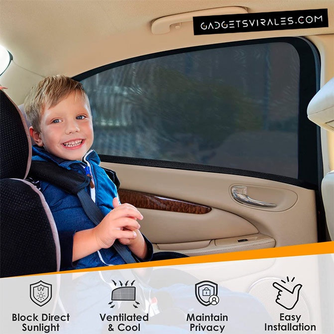 Parasol lateral infantil para coche con excelente protección solar. Gadget para Coche | gadgetsvirales.com