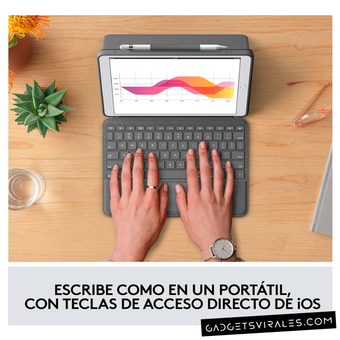 Escribe como en un ordenador portatil con la Funda Logitech Combo Touch Trackpad Cover para iPad 7, 8 y 9. Gadget Informático | gadgetsvirales.com
