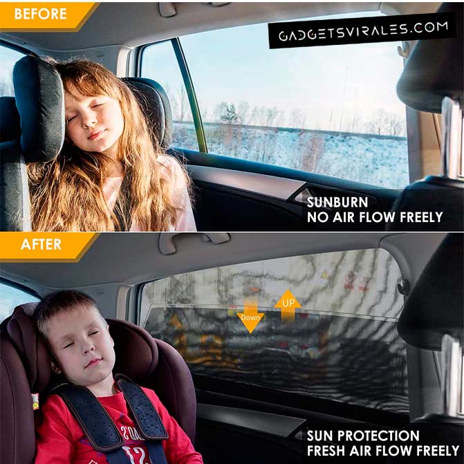 Parasol de ventana lateral de elevación libre. Gadget para Coche | gadgetsvirales.com