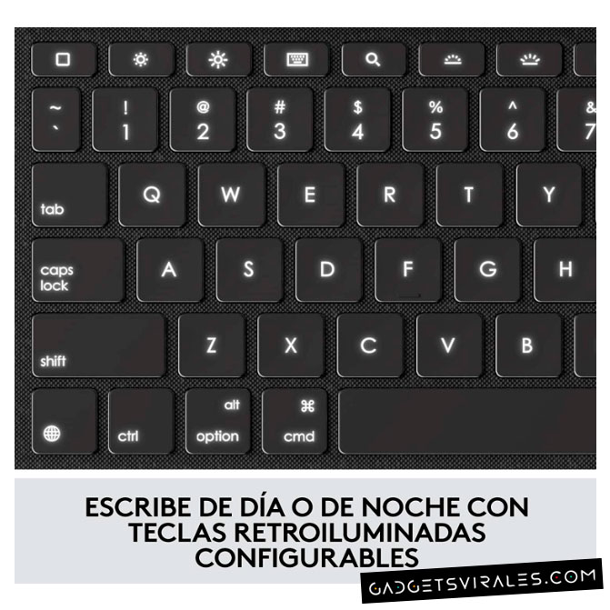Teclas retroiluminadas con la Funda Logitech Combo Touch Trackpad Cover para iPad 7, 8 y 9. Gadget Informático | gadgetsvirales.com