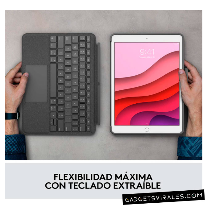 Teclado extraible con la Funda Logitech Combo Touch Trackpad Cover para para ipad 10.2 Pulgadas (7.ª Gen), Pro 10.5 Pulgadas (Air 3.ª Gen), 11 Pulgadas (1.ª 2.ª y 3.ª Gen) iPad Pro / iPad Air, iPad Pro, COMBO TOUCH, SLIM FOLIO. Gadget Informático | gadgetsvirales.com