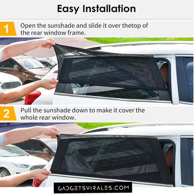 Parasoles para ventana de automovil sencillos de colocar y quitar. Gadget para Coche | gadgetsvirales.com