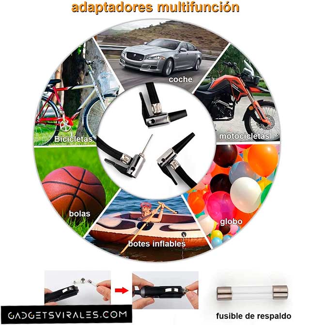 Hinchador de Aire Portatil Multiusos (Automóviles, Balones, Bicicletas, Motos, Botes de agua, etc.). Gadgets para Coche | gadgetsvirales.com