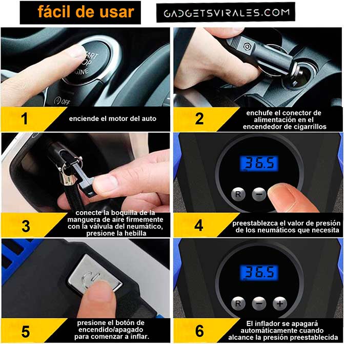 Manual de uso del Inflador de Ruedas Portátil para ruedas de coche Akface. Gadgets para Coche | gadgetsvirales.com