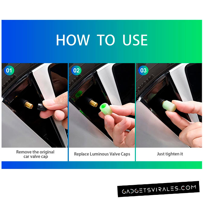 Cómo usar Tapones Fluorescentes para Neumáticos de Coche. Gadgets para Coche | gadgetsvirales.com