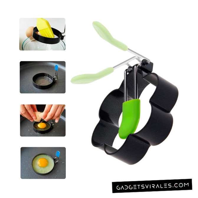 Anillos para Cocinar Huevos con Formas de Corazón, Estrella, Circular y Flor. Gadget para Cocina | gadgetsvirales.com