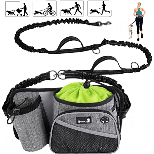 ¡Mejora tu Paseo con Perro! Pecute Correa Ajustable con Cinturón Ancho, Bolsillos, 2 Asas y Puños Reflectores.